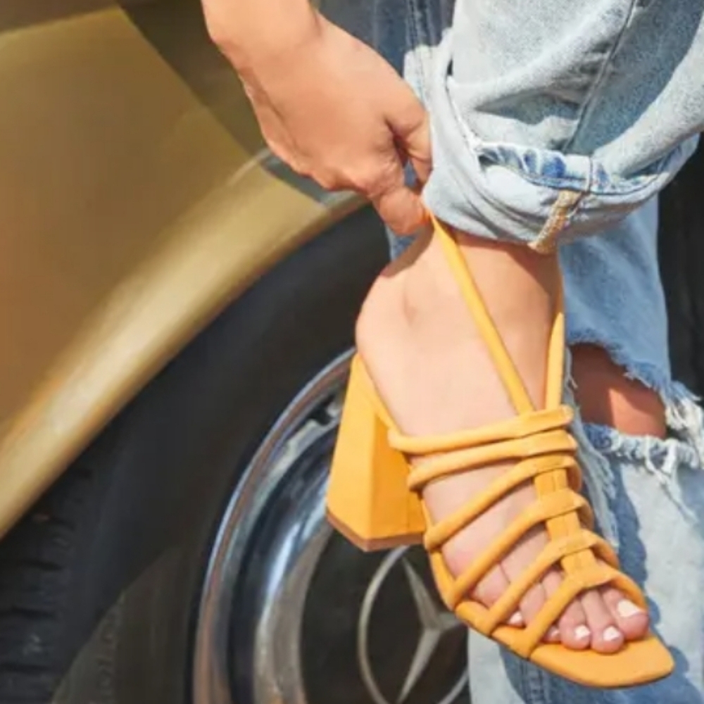 Free People Colette Sandal Size 8 Womens Hot Orange Strappy NEW